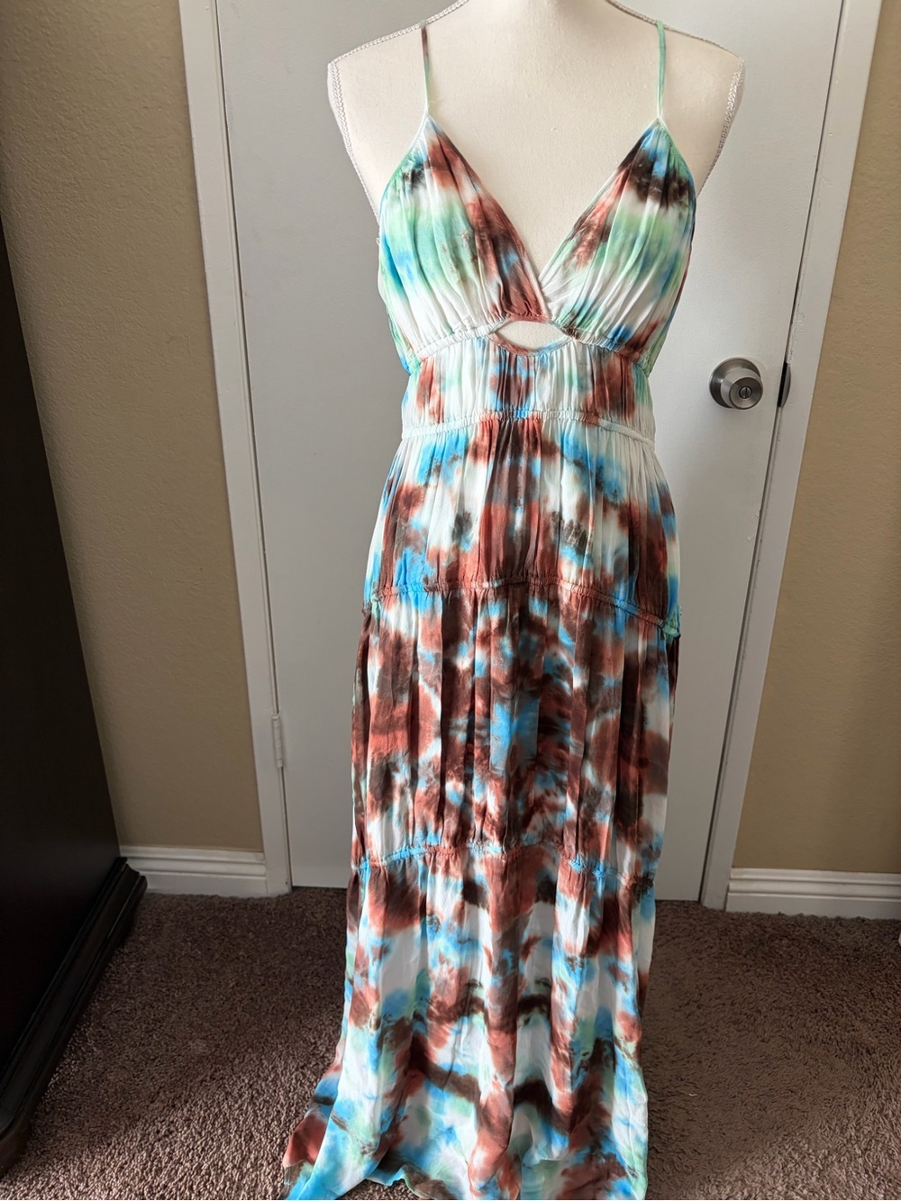 Young Fabulous & Broke YFB Tie Dye Maxi Dress with Cutout Detail M